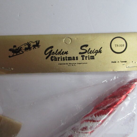3  Blow Mold 8" Candy Cane Ornaments Red, Blue, Gold Glitter Golden Sleigh NIP - Picture 12 of 13